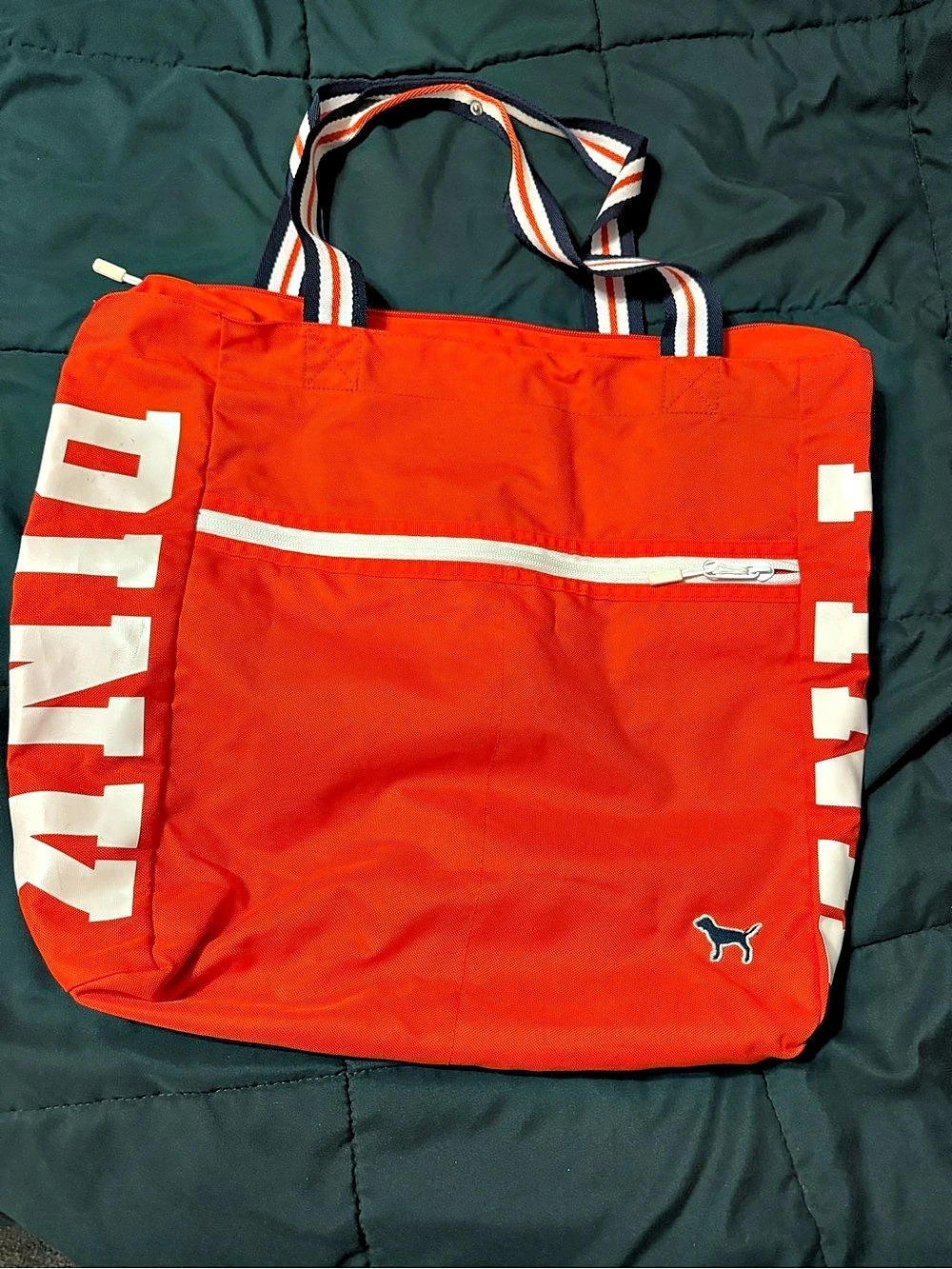 Victoria's Secret Orange & White Tote Like New